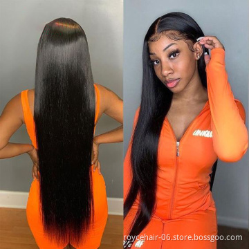 Natural Virgin Indian Human Hair Lace Frontal Wigs Vendor,150% 180% Density Raw Pre Plucked Bouncy 4x4 Swiss Lace Closure Wig